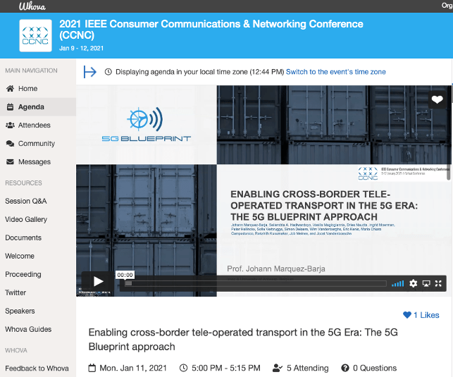 5G-Blueprint paper presented at IEEE CCNC 2021