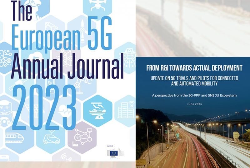 Covers of European 5G Annual Journal and Trials Update brochure