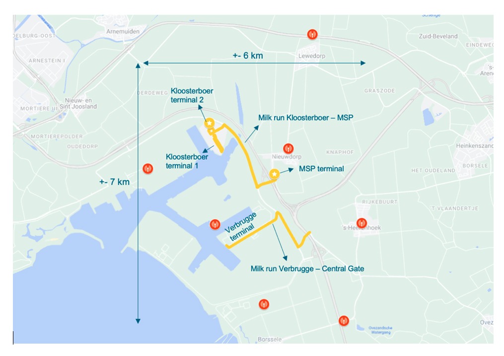 Map of the 5G NSA test area at Vlissingen